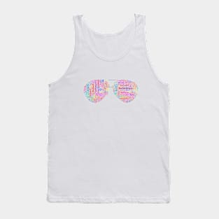 Sunglasses Silhouette Shape Text Word Cloud Tank Top